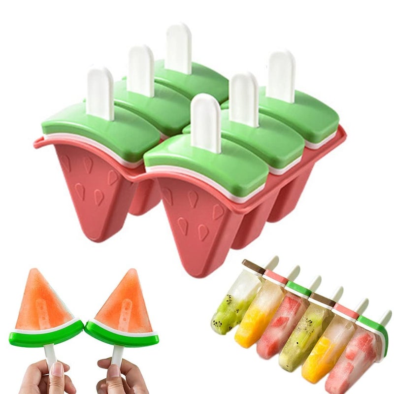 Ice Lolly Moulds with Sticks, 6 Popsicle Mould BPA Free Ice Cream Moulds Reusable Ice Pop Holders for Kids Babies Adults for DIY Fruit, Yogurt, Juice, Homemade Popsicle - Image 1