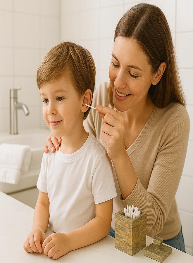 كريتيف هوم حامل وموزع من ألواح خشبية من كرييتف هوم - منظمات ووحدات تخزين للحمام، مناسبة لأعواد القطن، والكرات، والضمادات، وخيوط تنظيف الأسنان، ومنظم أدوات التجميل، وإكسسوارات ديكور المنزل - Image 2