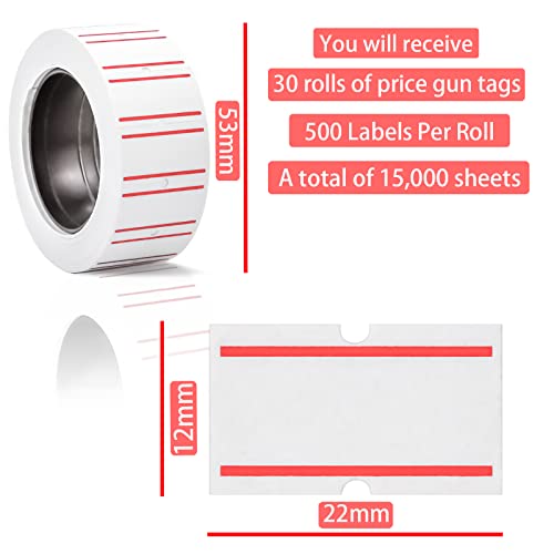 MotBach 15000Pcs 30Rolls Price Stickers Price Tags Labels for Mx-5500 Labeller, White Price Gun Labels Stickers Tags White Pricemarker Machine Sticker Label tag - Image 2