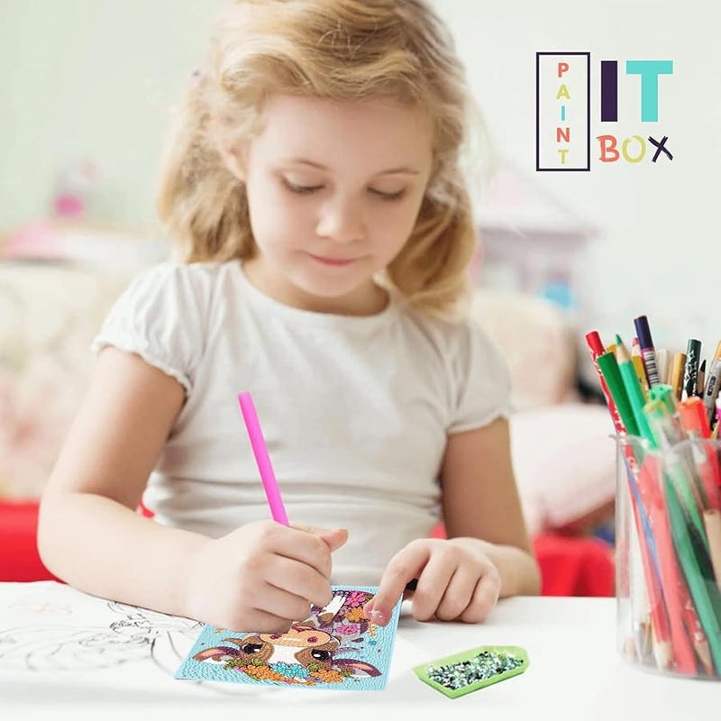 6 عبوات من مجموعات الرسم الماسي الكرتونية 5 دي للمبتدئين، مجموعة فنية ماسية لطيفة على شكل حيوانات لطيفة للبالغين، مثقاب دائري بالكامل للبالغين، ديكور حائط المنزل 6 × 6 انش - Image 4