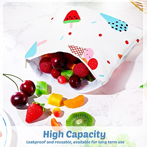 Chumia 6 Pack Reusable Snack Bags for Kids, Washable Sandwich & Food Storage Pouches, Dual-layer Silicone Lined Lunch Bags with Zipper for School & Travel(Animal,7 x 7 Inches) - Image 3
