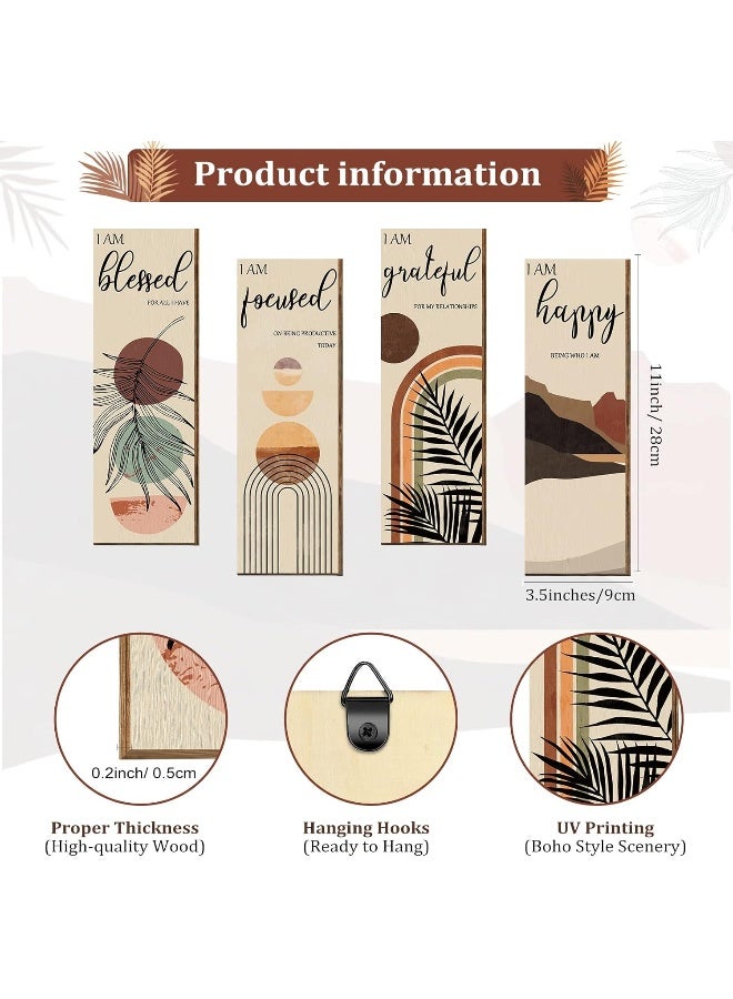 Yulejo Boho Wall Art Prints 11 x 4 x 1 Inch, Set of 4, Mid Century Positive Affirmations Wall Decor Inspirational Boho Prints Wall Art Minimalist Home Decor Prints for Kitchen, Bedroom, Living Room, No Frame - Image 2