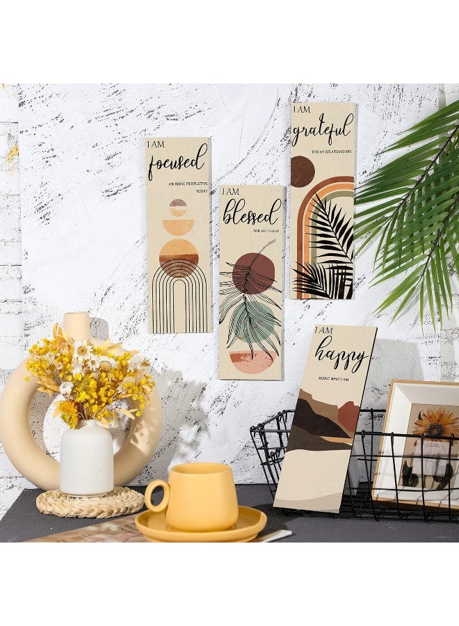 Yulejo Boho Wall Art Prints 11 x 4 x 1 Inch, Set of 4, Mid Century Positive Affirmations Wall Decor Inspirational Boho Prints Wall Art Minimalist Home Decor Prints for Kitchen, Bedroom, Living Room, No Frame - Image 3