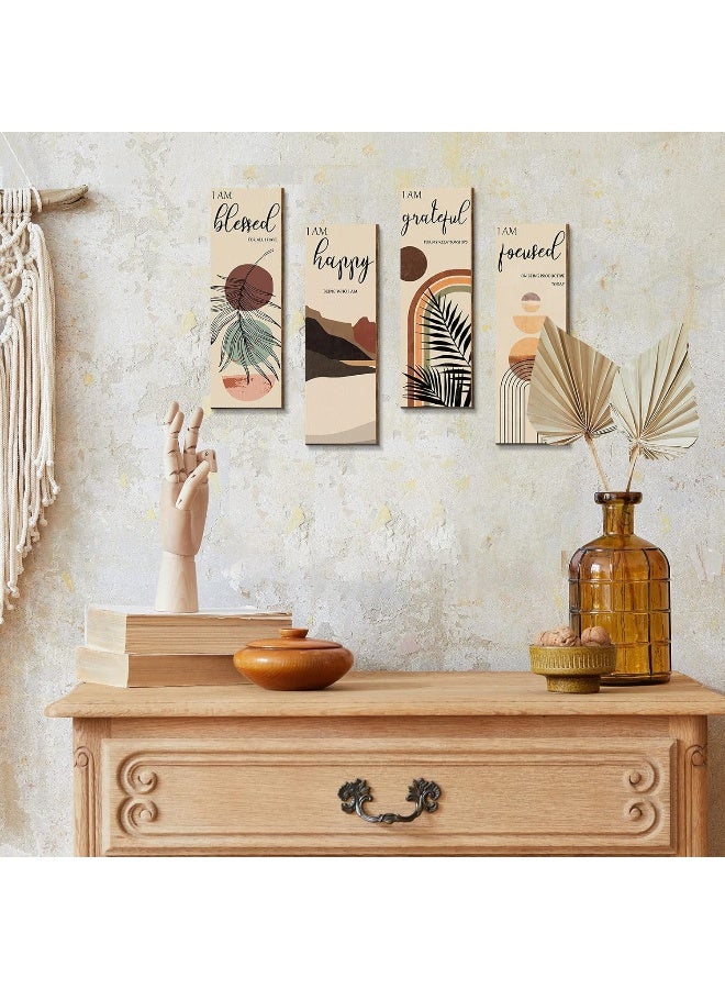 Yulejo Boho Wall Art Prints 11 x 4 x 1 Inch, Set of 4, Mid Century Positive Affirmations Wall Decor Inspirational Boho Prints Wall Art Minimalist Home Decor Prints for Kitchen, Bedroom, Living Room, No Frame - Image 4