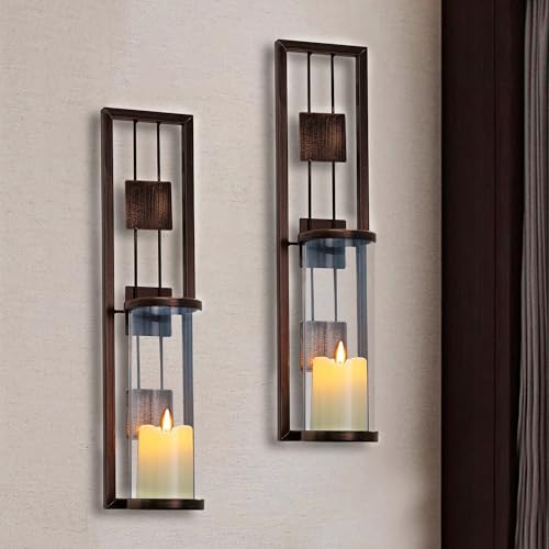Shelving Solution Wall Sconce Candle Holder Metal Wall Decorations for Living Room Bathroom Dining Room Set of 2