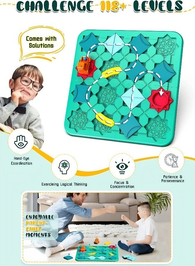 مكعبات بناء المنطق STEM للأطفال من سن 4 سنوات فما فوق | لعبة ألغاز تحفيز الذكاء، لعبة لوحية تعليمية ومسلية تعتمد على المنطق، تتضمن 4 مستويات وأكثر من 100 تحدٍ لتنمية المهارات، هدية عيد ميلاد/عطلة للأولاد والبنات. - Image 4