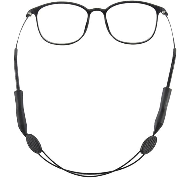 FITVERT 2 pcs Adjustable Strap for Eyeglasses Sports Sunglasses Chain with Anti-slip Strap for Boys, Girls, Men and Women in Black - Image 2
