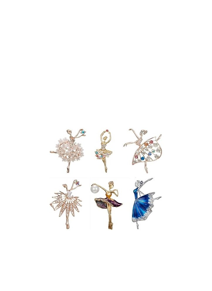 Ballet Dancer Brooches,  Brooch Pins, Cute Pins for Backpacks, Brooch Pins for Women Fashion, Corsage Accessories, Wings Brooches, Brooches Fashion Jewelry for Any Special Occasions 6 Pcs - Image 1