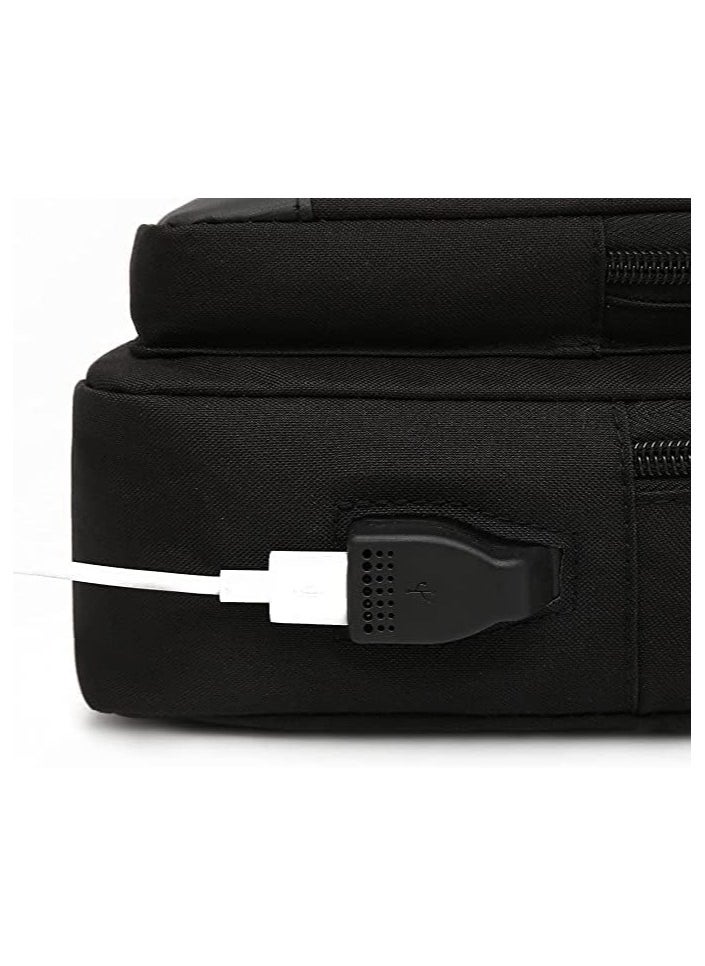 A versatile men's handbag and shoulder bag made of high-quality materials, ideal for work, travel, and everyday use. Black.
