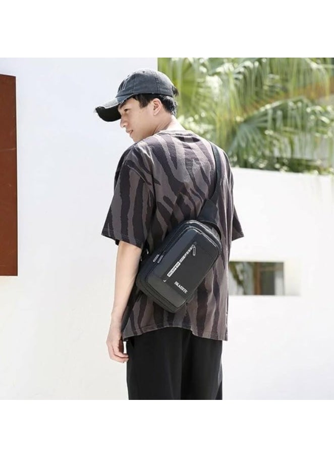 A versatile men's handbag and shoulder bag made of high-quality materials, ideal for work, travel, and everyday use. Black.