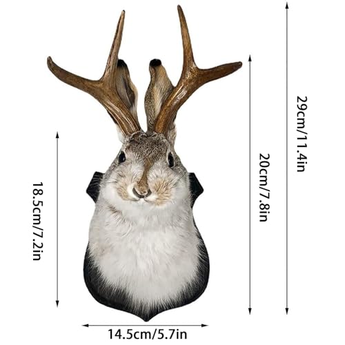 HSOSK Jackalope Mount, Jackalope Taxidermy, Deer Head Wall Mount, Resin Deer Head Animal Wall Art, for Home Wall Decoration - Image 2