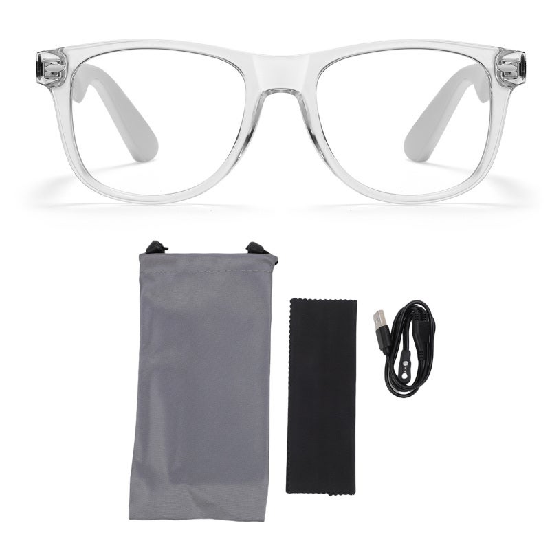 Smart Bluetooth Glasses: White, Open-Ear Audio, BT 5.4 Connectivity - Dual Noise-Canceling Mics, Touch Controls for Cycling, Driving, Office Use - Image 1