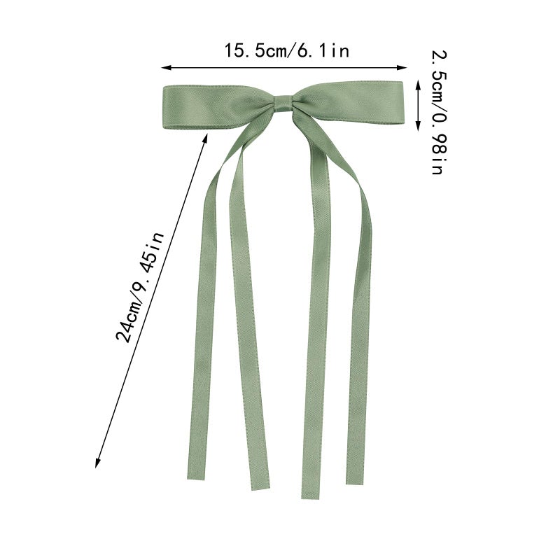 WORTL Hair Bows Clips Coquette Ribbon Bowknot with Long Tail Princess Hair Bows French Barrettes Hair Accessories for Women Girls 16PCS (Cream, Green, Purple, Black) - Image 2