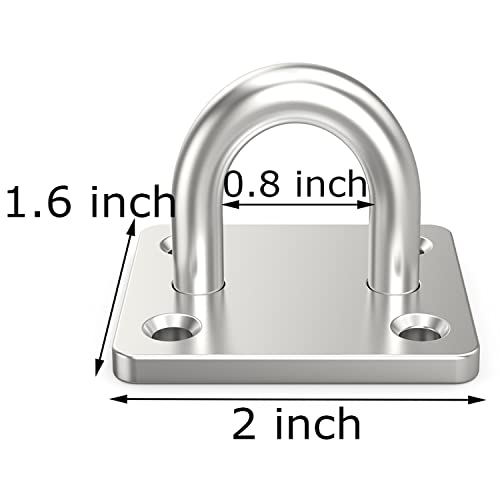 Hulless 4 Pcs 2 x 1.6 Inch 304 Stainless Steel Ceiling Hooks Pad Eyes Plate Marine Hardware Hooks with Screws - Image 2