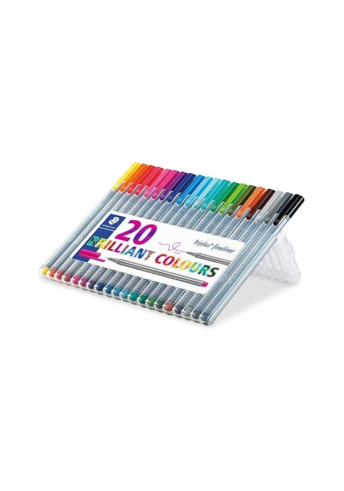 ستدلر أقلام ستيدلر تريبلس فاينلاينر - عبوة من 20 قلمًا بألوان متنوعة