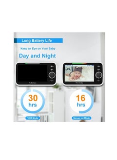 Hellobaby Video Baby Monitor With Upgraded Monitor, 5'' Screen With 30-Hour Battery, Pan-Tilt-Zoom Camera And Audio, Night Vision, VOX, 2-Way Talk, 8 Lullabies And 1000ft Range, No WiFi  - Image 3