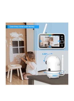 Hellobaby Video Baby Monitor With Upgraded Monitor, 5'' Screen With 30-Hour Battery, Pan-Tilt-Zoom Camera And Audio, Night Vision, VOX, 2-Way Talk, 8 Lullabies And 1000ft Range, No WiFi  - Image 4
