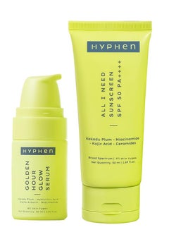HYPHEN Daily Day-Care Routine with Face Serum & Moisturizing Sunscreen SPF 50 | Glow & Protect Skincare Essentials for All Skin Types | Rich in Niacinamide, Hyaluronic Acid & Kakadu Plum | Pack of 2  - Image 1