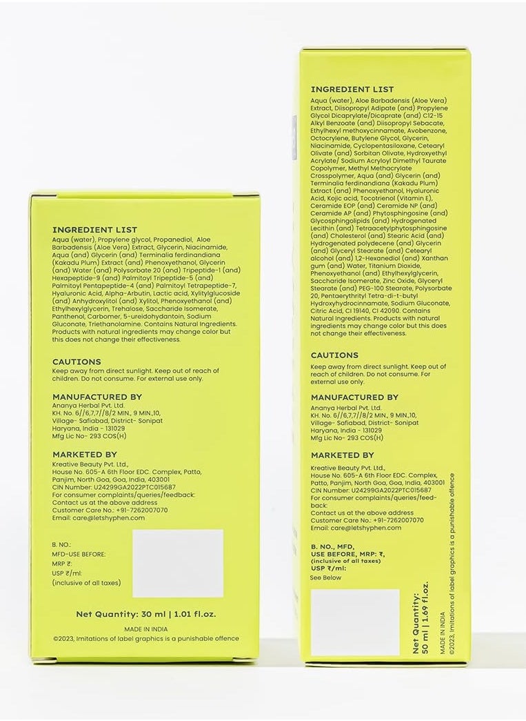 HYPHEN - Daily Day-Care Routine with Face Serum & Moisturizing Sunscreen SPF 50 | Glow & Protect Skincare Essentials for All Skin Types | Rich in Niacinamide, Hyaluronic Acid & Kakadu Plum | Pack of 2 - Image 1