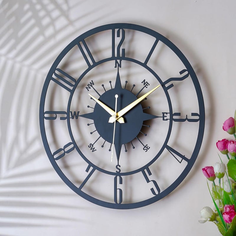 100 STEPS Designer Metal Wall Clock for HomeOfficeLiving Room Matte Black 38 cm Diameter - Image 4