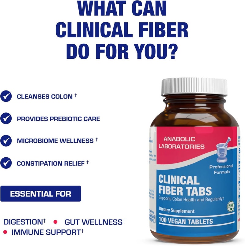 Anabolic Laboratories أقراص مكمل الألياف القابلة للذوبان وغير القابلة للذوبان تركيبة سريرية أقراص ألياف قشور السيليوم للنساء والرجال مع ألياف الشوفان لدعم الانتظام والإمساك وتنظيف القولون نباتي خالي من الغلوتين - Image 3