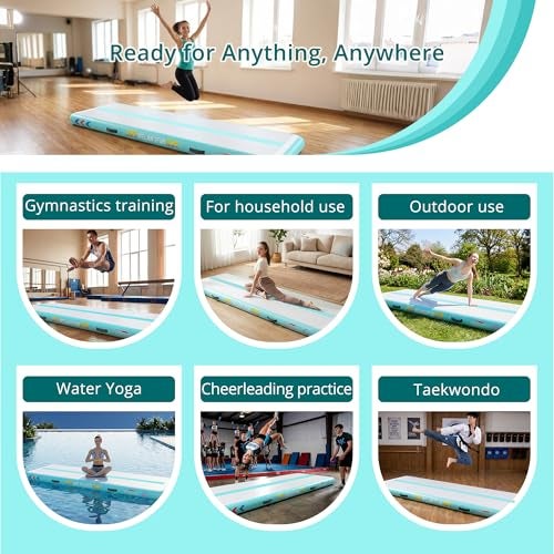 WELANDFUN Tumble Track Mat for Gymnastics | 6 inches Air Tumbling Mats, 10ft Inflatable Gymnastics Mat for Home Use, Training, Cheerleading, Water Yoga with Electric Air Pump - Image 4