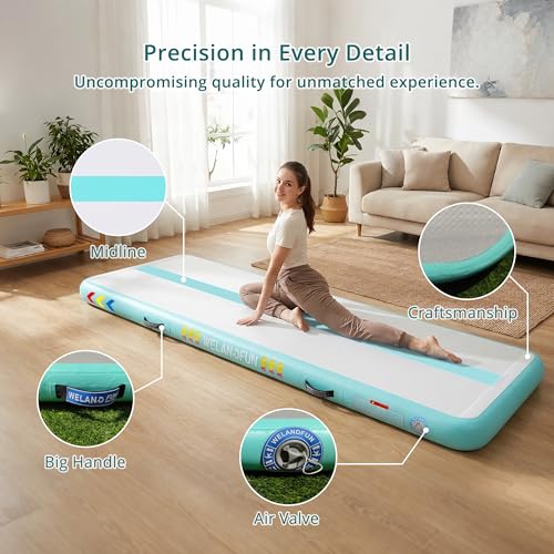 WELANDFUN Tumble Track Mat for Gymnastics | 6 inches Air Tumbling Mats, 10ft Inflatable Gymnastics Mat for Home Use, Training, Cheerleading, Water Yoga with Electric Air Pump - Image 3