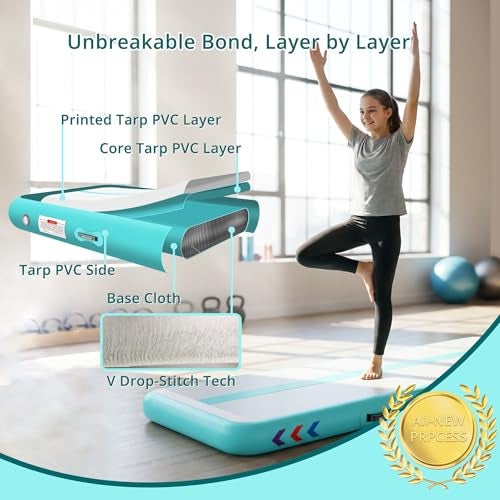WELANDFUN Tumble Track Mat for Gymnastics | 6 inches Air Tumbling Mats, 10ft Inflatable Gymnastics Mat for Home Use, Training, Cheerleading, Water Yoga with Electric Air Pump - Image 2