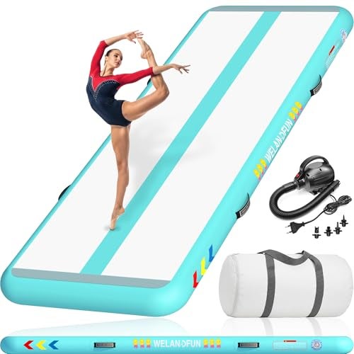WELANDFUN Tumble Track Mat for Gymnastics | 6 inches Air Tumbling Mats, 10ft Inflatable Gymnastics Mat for Home Use, Training, Cheerleading, Water Yoga with Electric Air Pump - Image 1