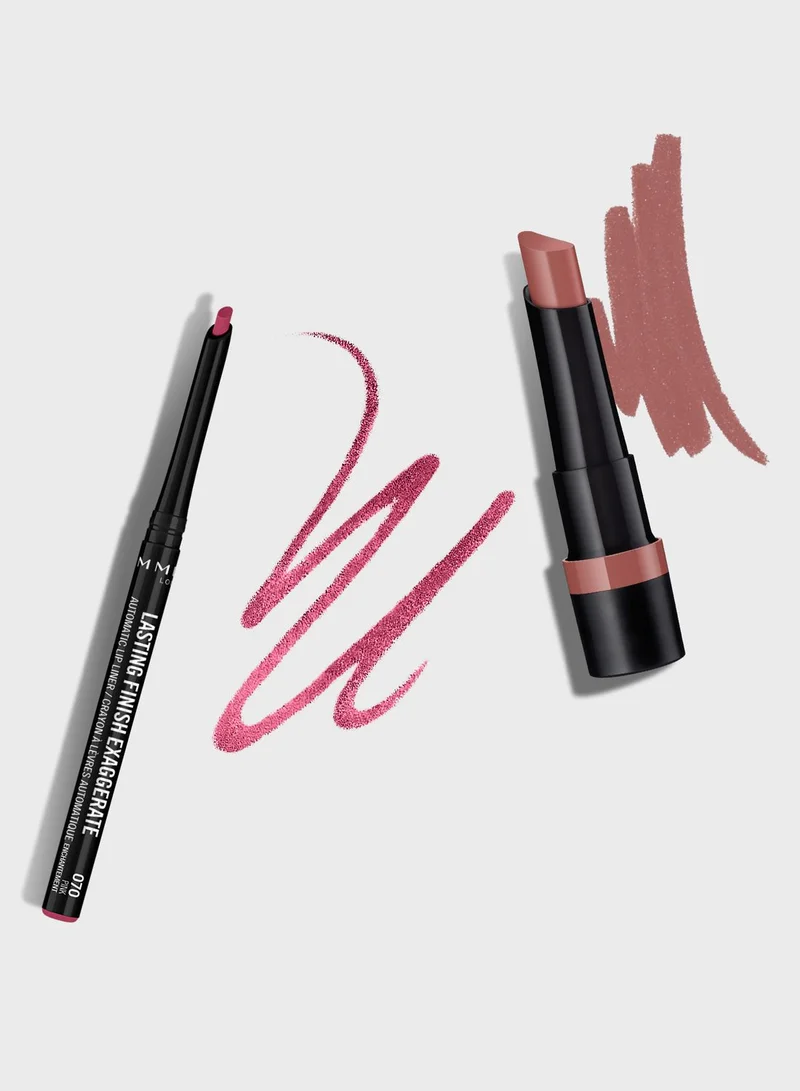 RIMMEL LONDON Automatic Lip Liner Pencil Lasting Finish Exaggerate - 070 Pink Enchantment 0.35g