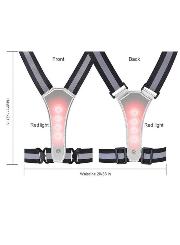 Meetion Led Reflective Running Vest, Reflective Running Vest With Headlight, Safe And Durable, Adjustable Elastic Straps, Easy To Wear, Unisex, Can Be Used For Night Running, Walking, Cycling (1Pc,Black) - Image 2