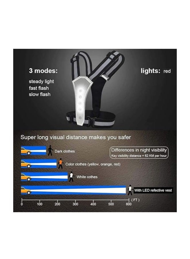 Meetion Led Reflective Running Vest, Reflective Running Vest With Headlight, Safe And Durable, Adjustable Elastic Straps, Easy To Wear, Unisex, Can Be Used For Night Running, Walking, Cycling (1Pc,Black) - Image 5