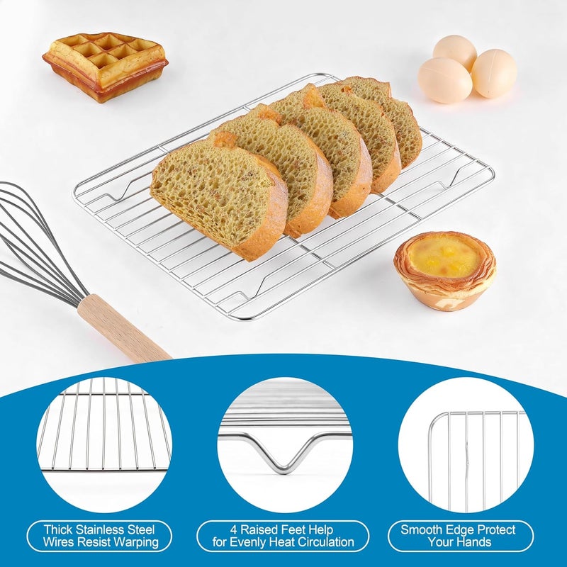 Herogo Stainless Steel Baking Sheet with Wire Rack Set(2 Pans + 2 Racks), 12.5×10×1 Inch Rectangle Cookie Sheet Bakeware Set for Oven, Heavy Duty & Dishwasher Safe- Medium - Image 4