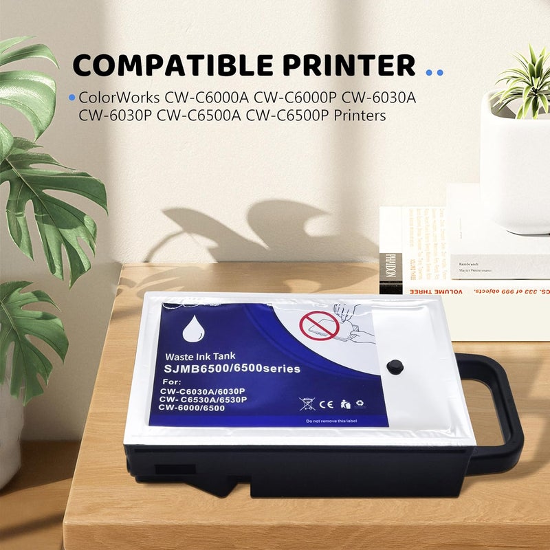 Aomya خراطيش الصيانة SJMB6500 المتوافقة مع طابعات ColorWorks CW-C6000A CW-C6000P CW-6030A CW-6030P CW-C6500A CW-C6500P، صندوق صيانة الحبر SJMB 6000 6500، قطعتان - Image 2