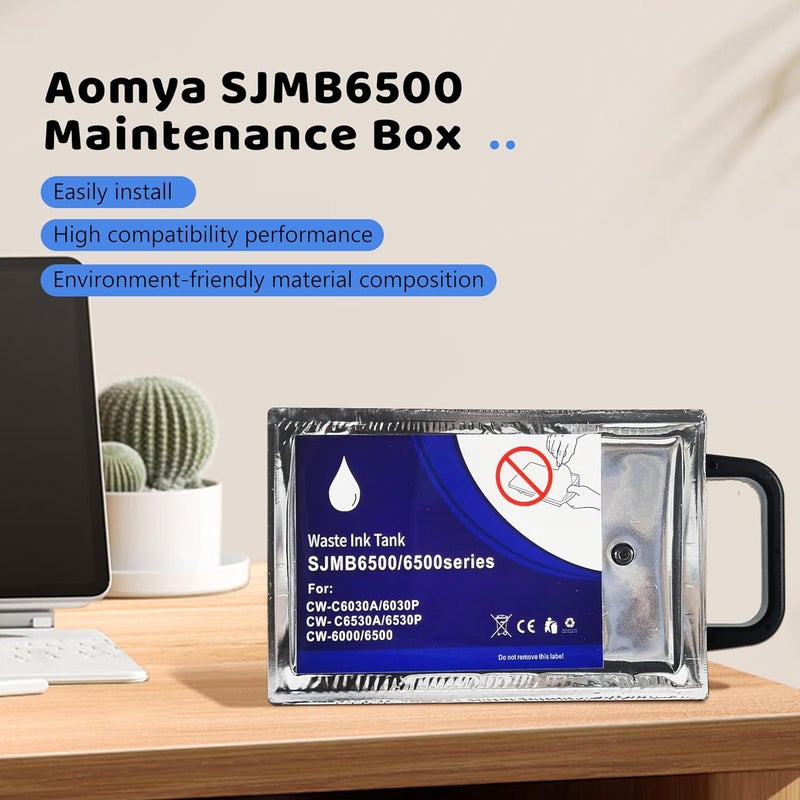 Aomya خراطيش الصيانة SJMB6500 المتوافقة مع طابعات ColorWorks CW-C6000A CW-C6000P CW-6030A CW-6030P CW-C6500A CW-C6500P، صندوق صيانة الحبر SJMB 6000 6500، قطعتان - Image 3
