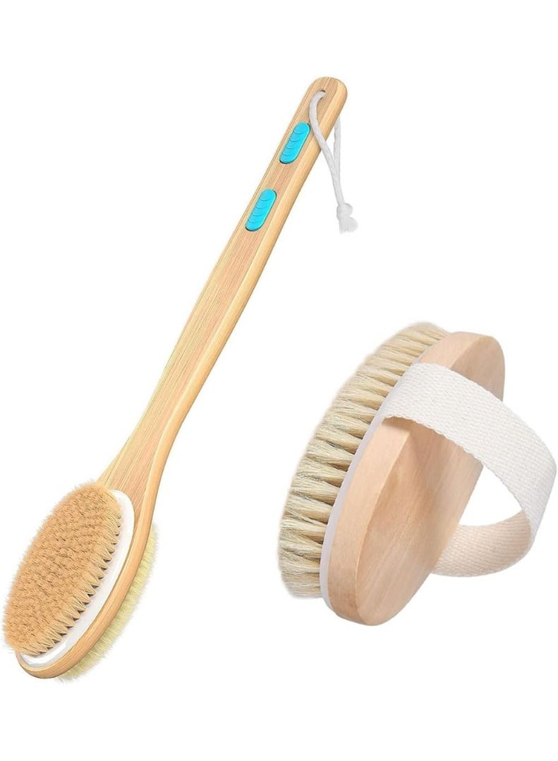 Shower Brush Wet and Dry Brushing,Natural Exfoliating Body Scrubbers for Deep Skin Cleansing and Gentle Skin Renewal (2 Pack) - Image 1