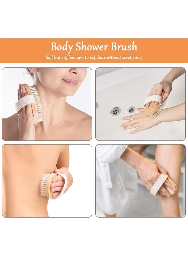 Shower Brush Wet and Dry Brushing,Natural Exfoliating Body Scrubbers for Deep Skin Cleansing and Gentle Skin Renewal (2 Pack) - Image 4