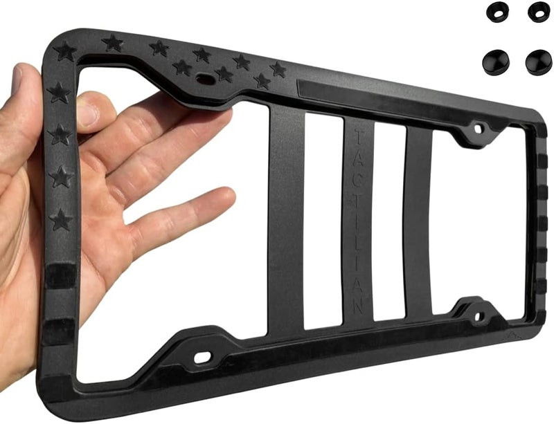 Tactilian Original Silicone American Flag License Plate Frames - Subdued 3D Stars & Stripes US Flag License Plate Holder for Car Truck SUV - Patriotic Front License Plate Cover Exterior Accessories - Image 1