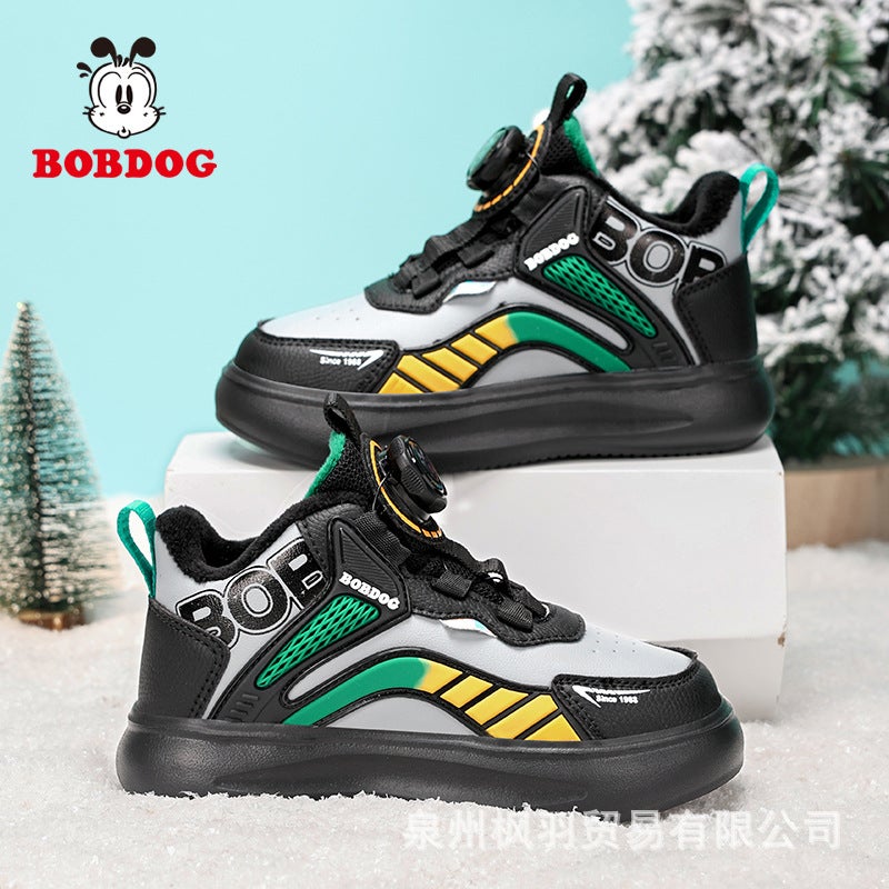 Babudou Girls' Shoes 2025 Winter High-Top Double-Layered Warm Sneakers Boys' Casual Versatile Running Shoes - Image 5