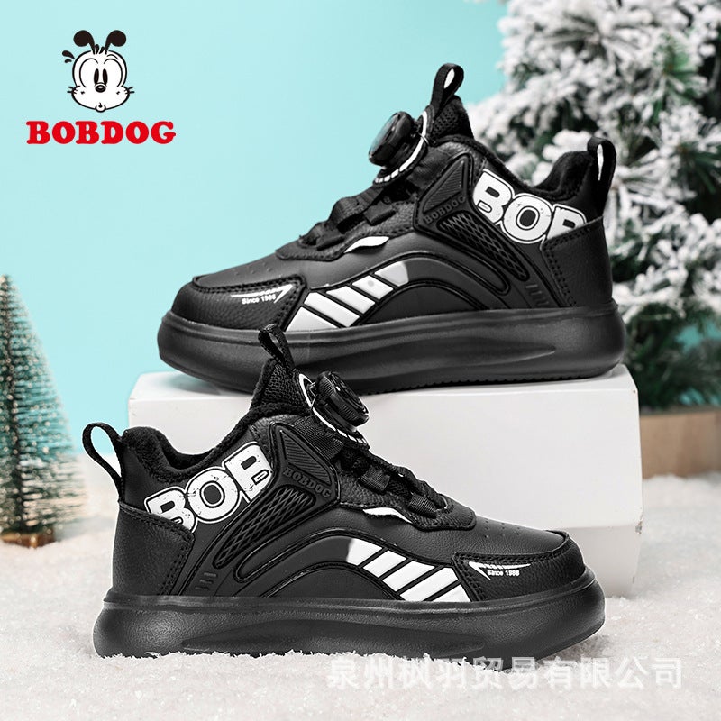 Babudou Girls' Shoes 2025 Winter High-Top Double-Layered Warm Sneakers Boys' Casual Versatile Running Shoes - Image 4