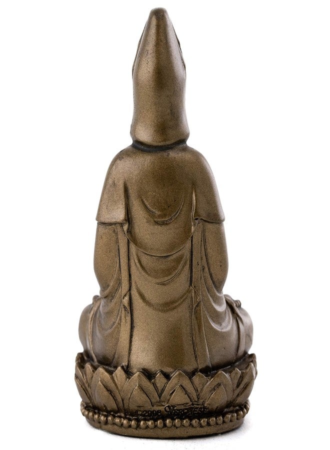 Top Collection Small Quan Yin Decorative Statue - Hand-Painted Guan Yin Sculpture with Bronze Finish Look - 3-Inch East Asian Deity Goddess of Compassion and Mercy Figurine - Image 3