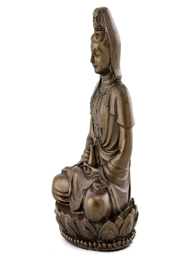 Top Collection Small Quan Yin Decorative Statue - Hand-Painted Guan Yin Sculpture with Bronze Finish Look - 3-Inch East Asian Deity Goddess of Compassion and Mercy Figurine - Image 2