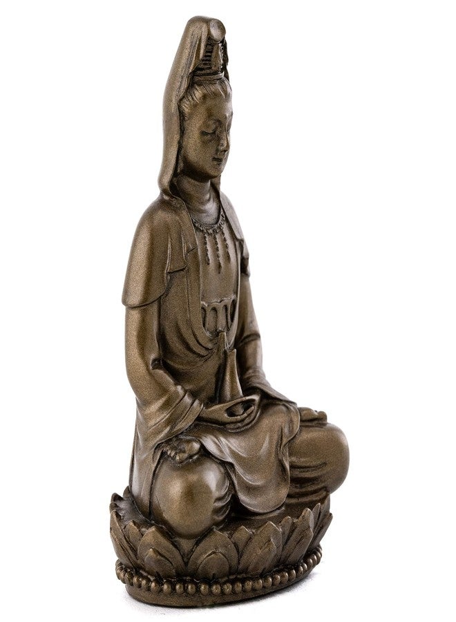 Top Collection Small Quan Yin Decorative Statue - Hand-Painted Guan Yin Sculpture with Bronze Finish Look - 3-Inch East Asian Deity Goddess of Compassion and Mercy Figurine - Image 4