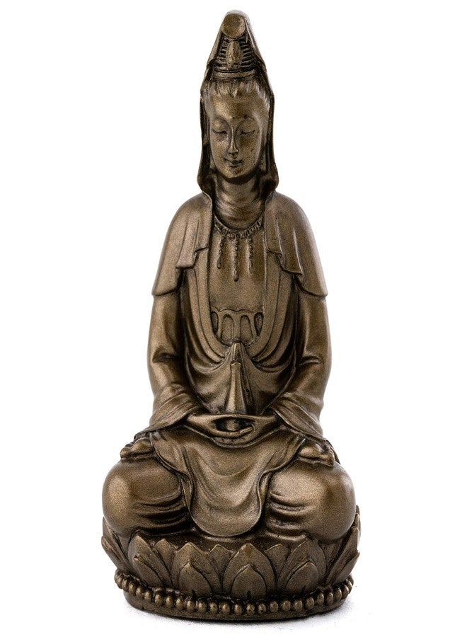 Top Collection Small Quan Yin Decorative Statue - Hand-Painted Guan Yin Sculpture with Bronze Finish Look - 3-Inch East Asian Deity Goddess of Compassion and Mercy Figurine - Image 1