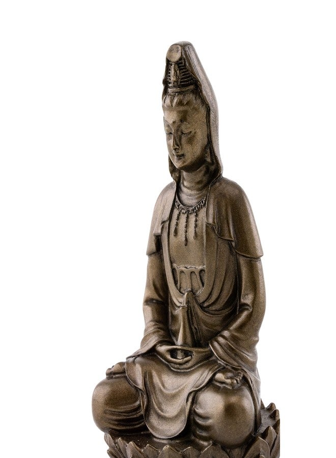 Top Collection Small Quan Yin Decorative Statue - Hand-Painted Guan Yin Sculpture with Bronze Finish Look - 3-Inch East Asian Deity Goddess of Compassion and Mercy Figurine - Image 5