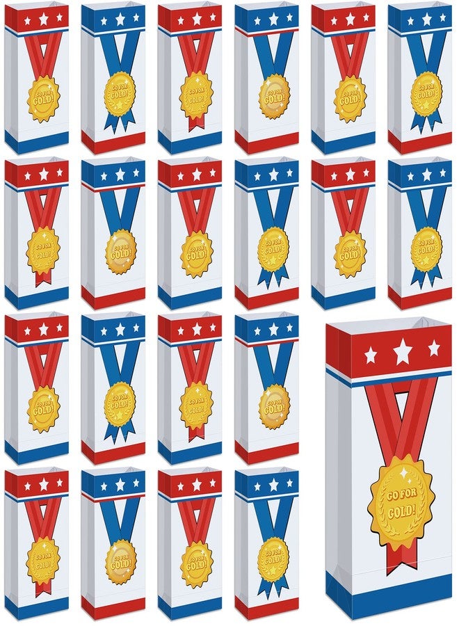 Geosar 36 Pcs Go for Gold Goodie Bags Award Medal Competition Party Favor Bags Trophy Treat Bag Winning Championship Gift Bags for Student Reward - Image 1