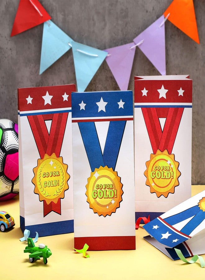 Geosar 36 Pcs Go for Gold Goodie Bags Award Medal Competition Party Favor Bags Trophy Treat Bag Winning Championship Gift Bags for Student Reward - Image 3