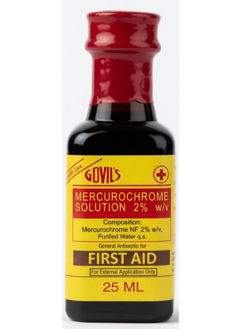 Mercurochrome Solution Red Iodine Antiseptic For First Aid 25 ML