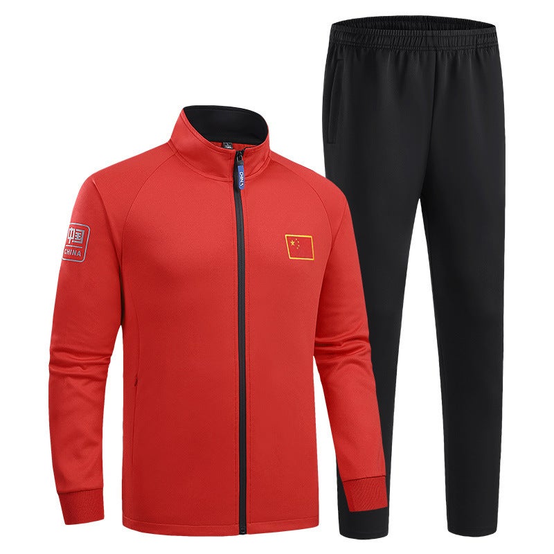National Fashion Sports And Leisure Suit Men'S Coat Stand Collar Straight Pants Couple Sweater Men'S Pass Code Group Training Clothes - Image 1