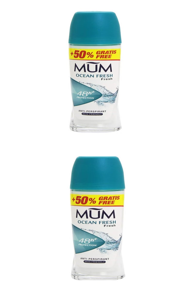 MUM MUM 48H Protection Ocean Fresh Antiperspirant Deo Roll-On 2*75ml   (pack of 2)  - Image 1